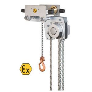 Yalelift YLLH (low headroom) ATEX Hand chain hoist with integrated push or geared trolley - Capacity 500 - 10000 kg