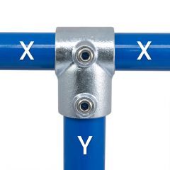 The Interclamp® 101 Short Tee Reducing connector is used to join tubes of unequal size - Vertical view