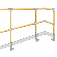D48 48.3 mm dia. Mezzanine Side Mounted Handrail kits to BS EN ISO 14122-3:2016 Safety Yellow Tube with Galvanised Clamps