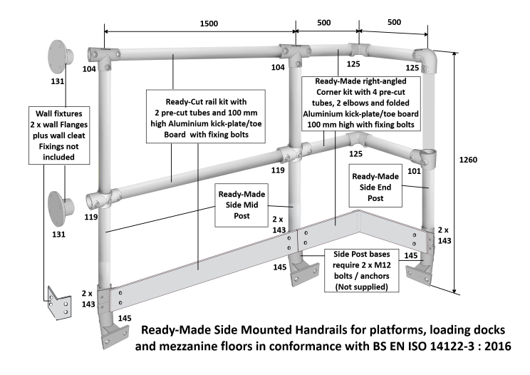 C42 42.4 mm dia. Mezzanine Handrail kits to BS EN ISO 1412232016