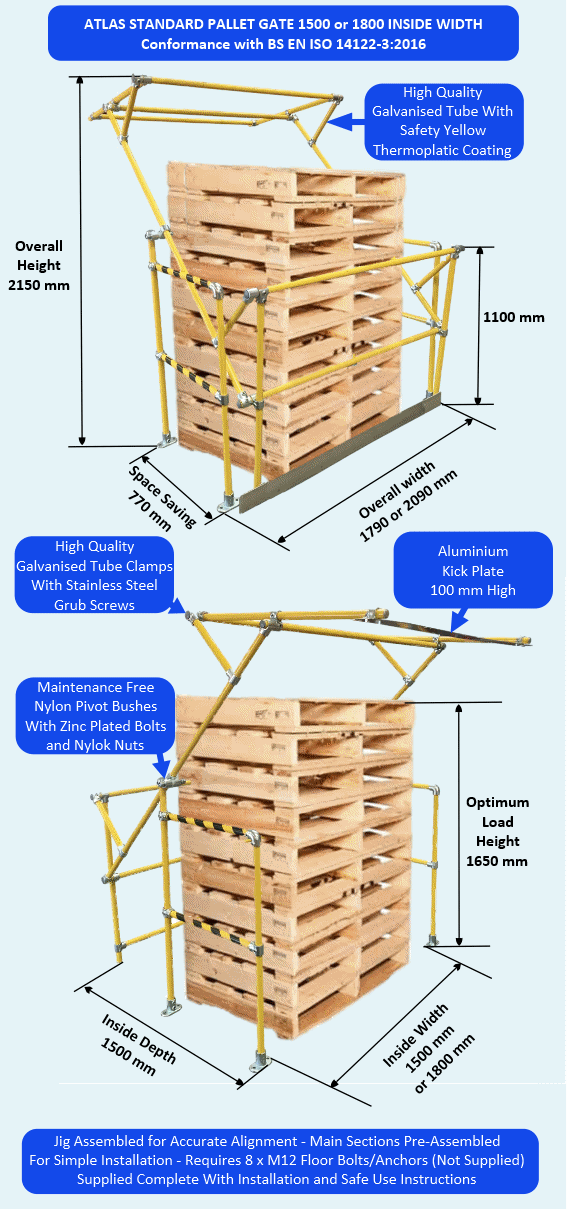 Atlas Pallet Gate Safety Yellow