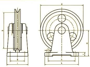 Wire rope pulley with bronze bush and bracket