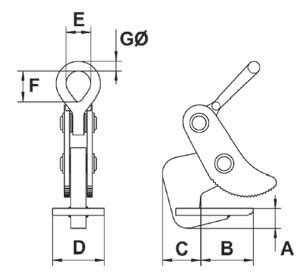 CAMLOK CH HORIZONTAL PLATE CLAMPS diagram