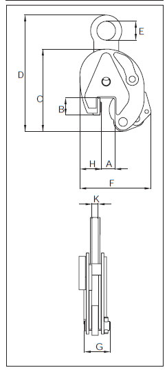 CROSBY IPV(U)Z VERTICAL LIFTING CLAMP diagram