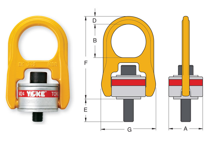 Yoke Swivel Hoist ring metric Diagram